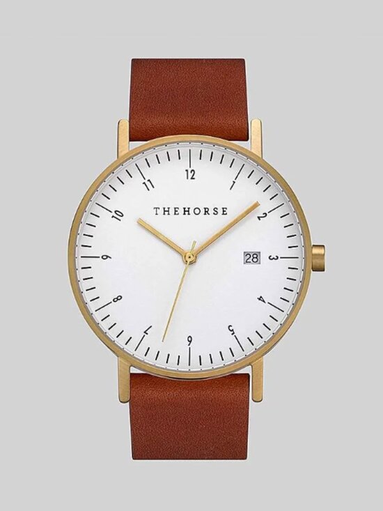 The Horse Accessories - The Horse D Series Brushed Gold Tan Leather Watch